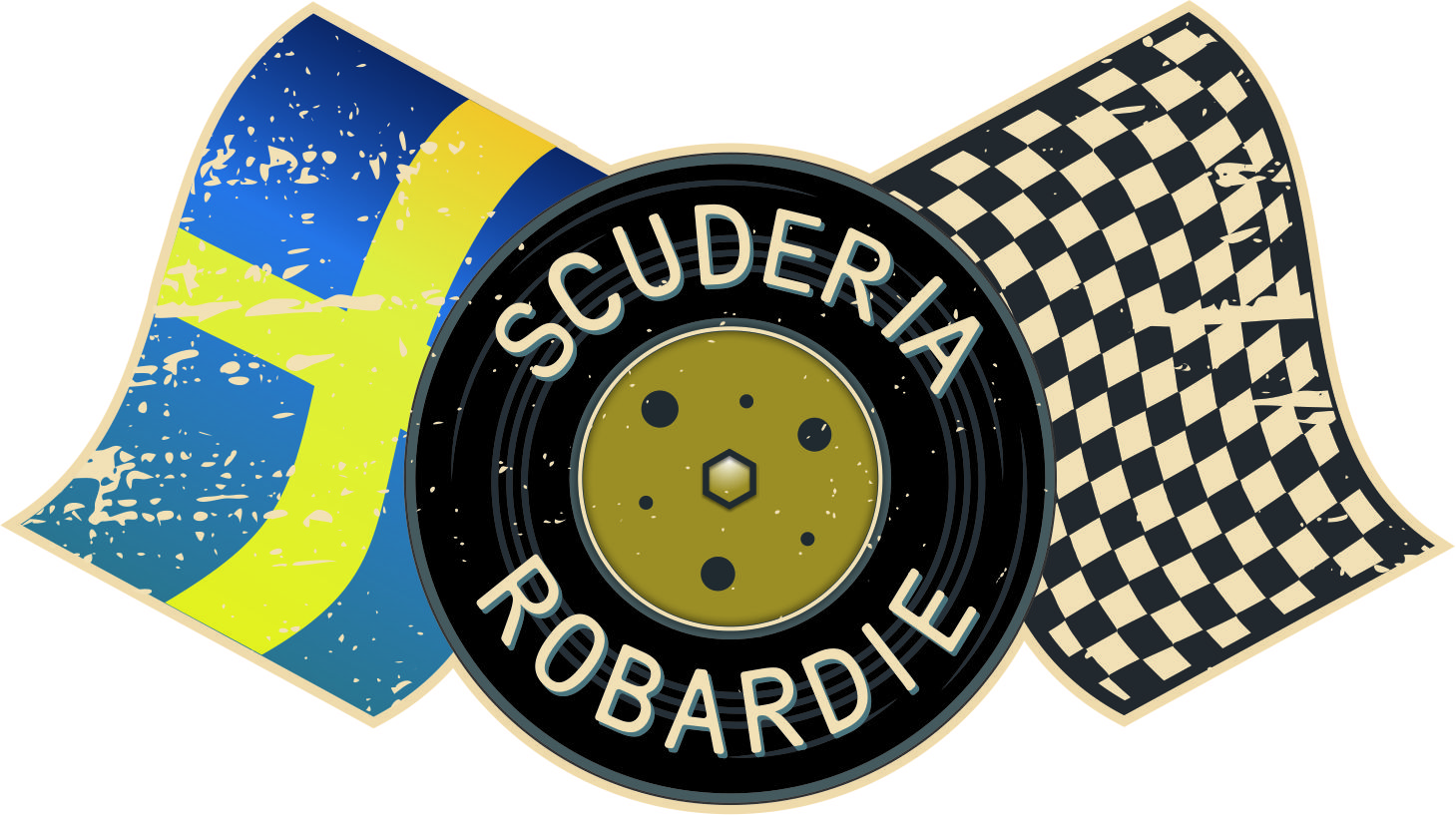 Ronnies signum - Scuderia Robardie dekal och foto enligt originalmärket, format 12x7cm