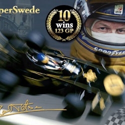 Ronnie Peterson dekal - 123 Grand Prix-starter - 10 wins - 13 x 18 cm i format