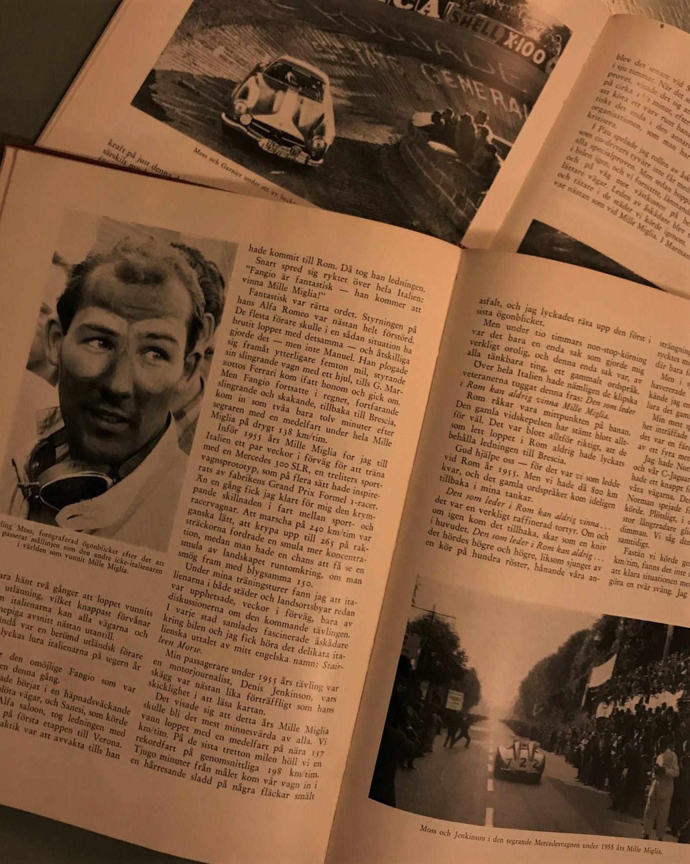 Stirling Moss: Motorsport + Nya Segrar - 2 historiska böcker, svenska, 50-tal, 19 x 26 cm