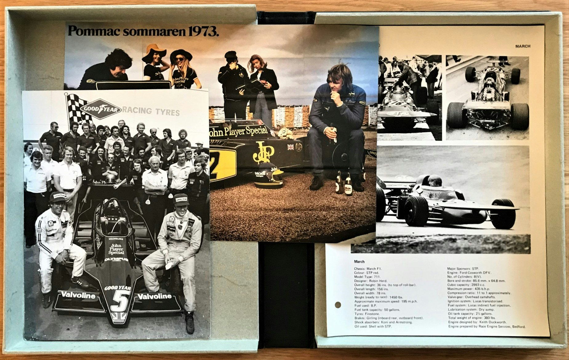 Ronnie Peterson i handgjort schatull - foto, bilder, dekaler, original - 31 delar - signerat