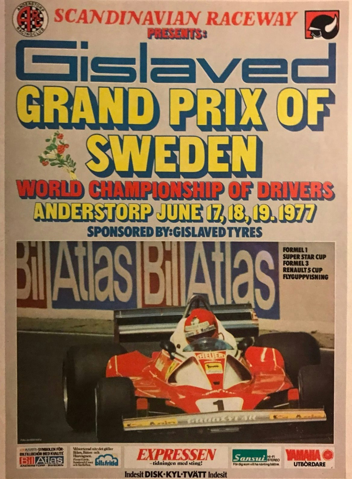 1977 Swedish GP poster, 17-19 juni, Anderstorp, original, format 50 x 70 cm