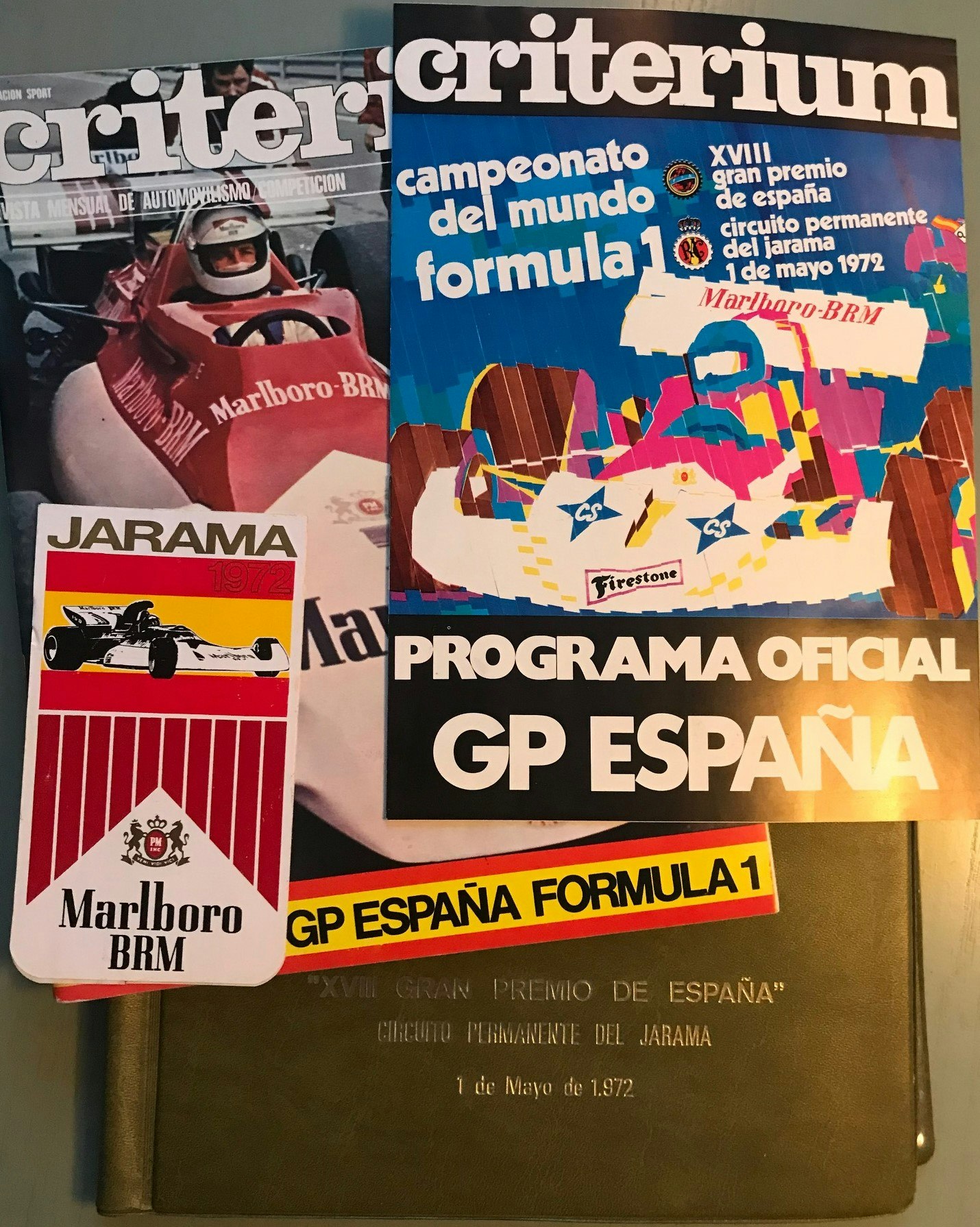 72 Spaniens GP, Jarama - finfin folder med dekal, program, A4-tidning, prislapp