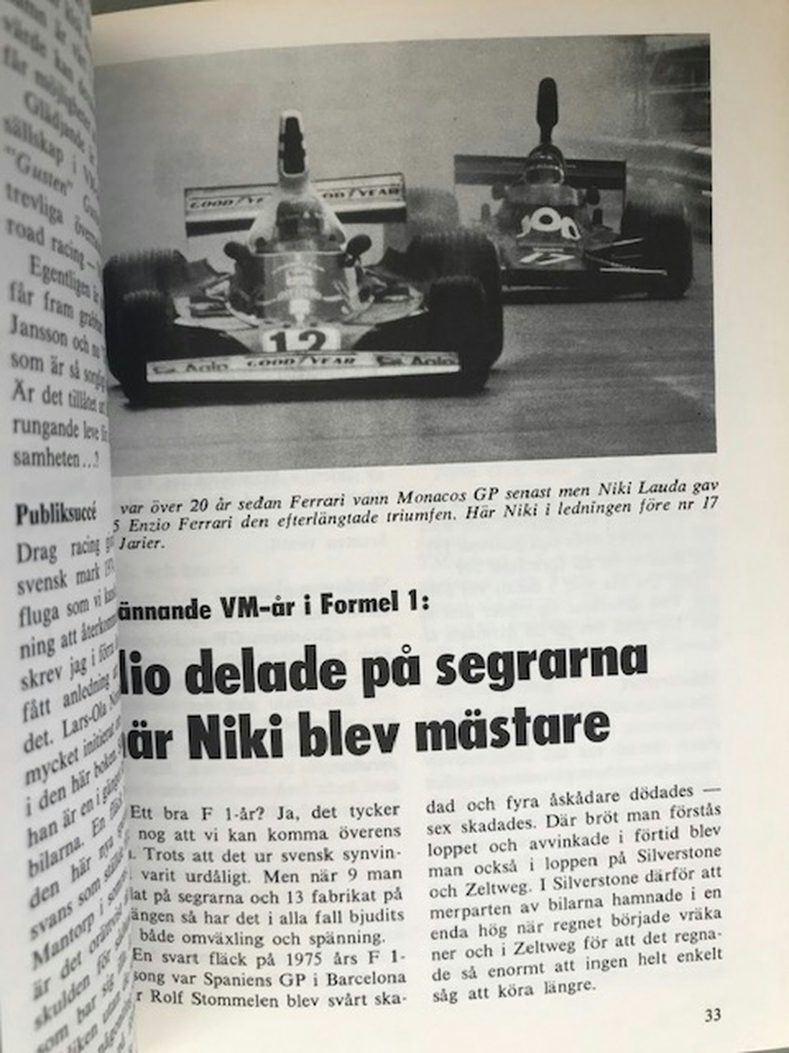 Ronnie Peterson i Motorns Mästare 75/76 - bok om ett Lotus år - 130 sid, 14x19 cm