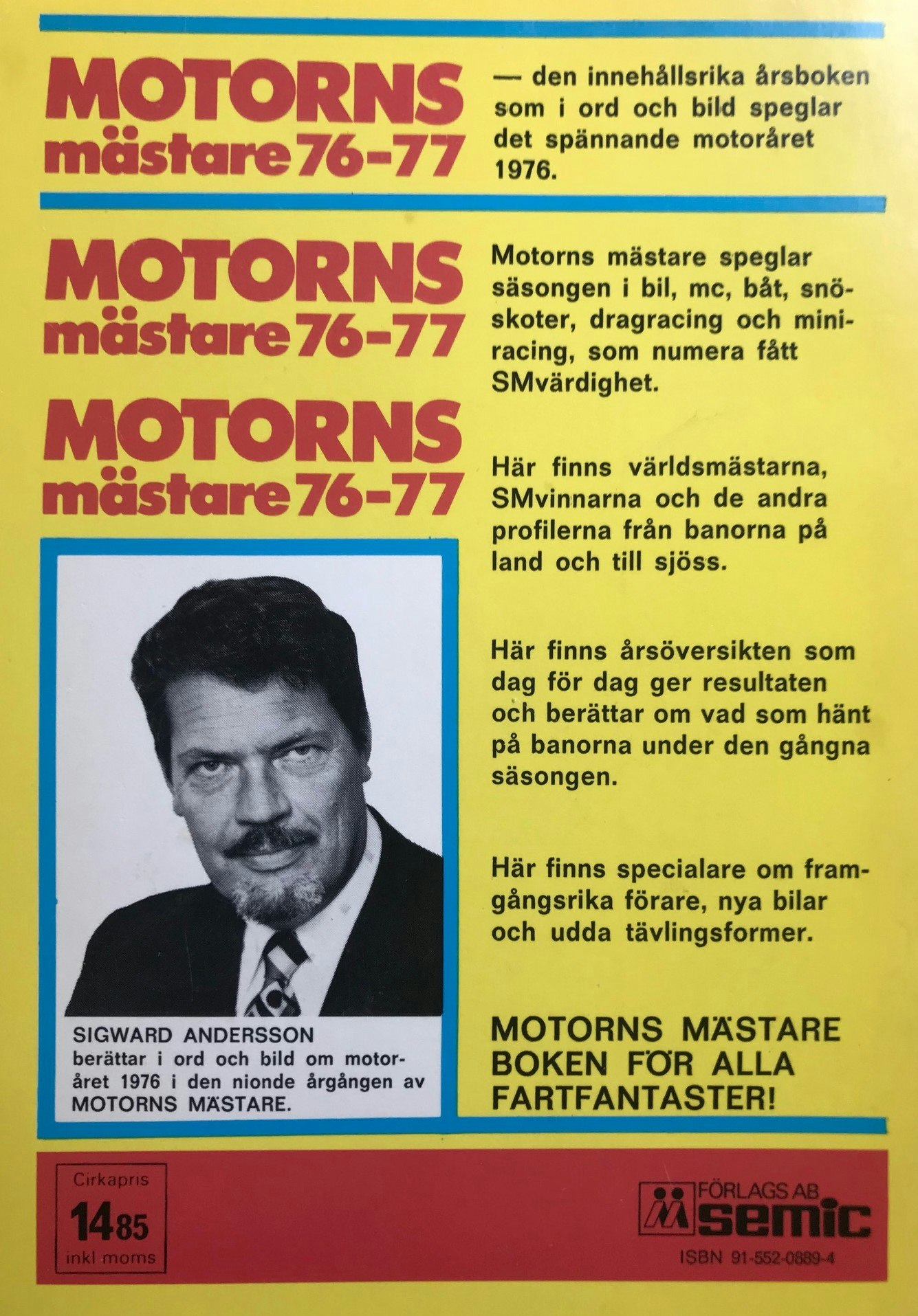 Motorns Mästare 1976/77 - Ronnie Peterson Gunnar Nilsson - 130 sid, 13 x 19 cm