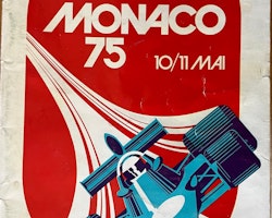 Monaco GP 1975, program, 86 sid, Foto: Ronnie-win in '74, anteckningar, 16x24 cm