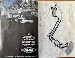 Monaco GP 1975, program, 86 sid, Foto: Ronnie-win in '74, anteckningar, 16x24 cm