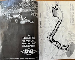 Monaco GP 1975, program, 86 sid, Foto: Ronnie-win in '74, anteckningar, 16x24 cm