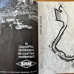 Monaco GP 1975, program, 86 sid, Foto: Ronnie-win in '74, anteckningar, 16x24 cm