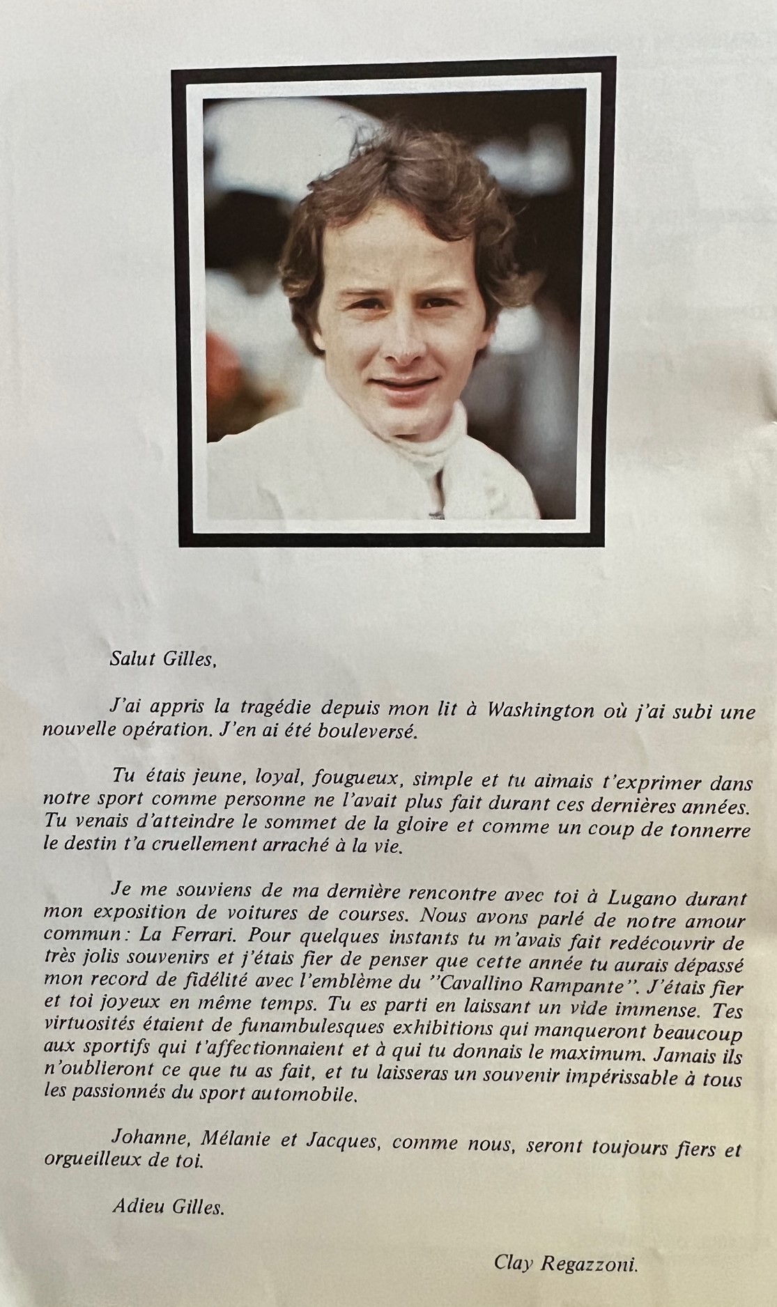 Monaco Grand Prix 1982, program, 16 x 24 cm, hyllning Gilles Villeneuve, prislista