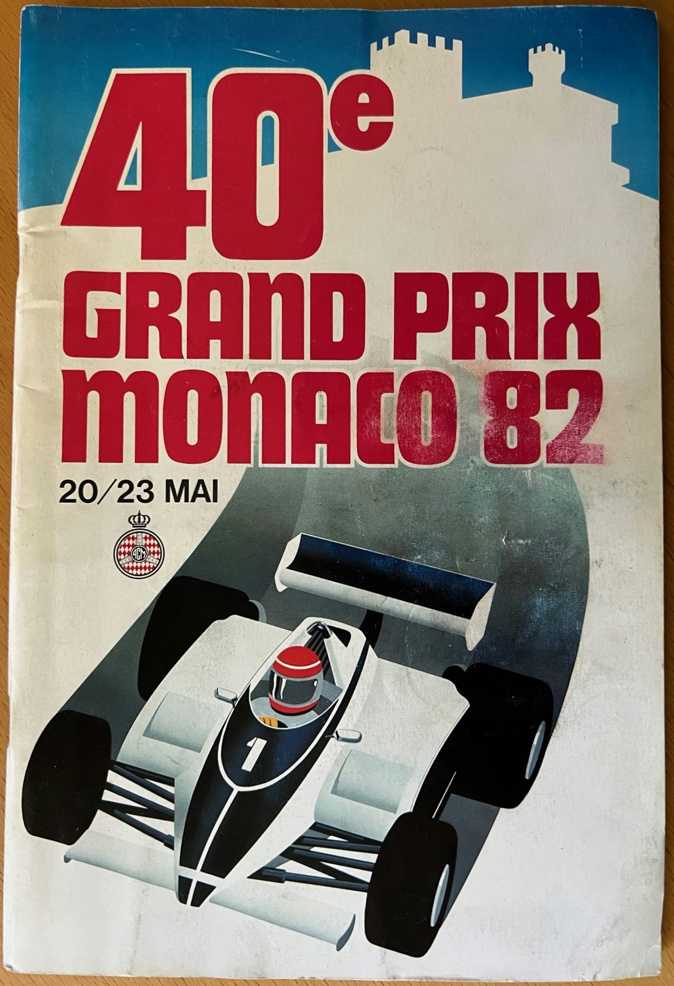 Monaco Grand Prix 1982, program, 16 x 24 cm, hyllning Gilles Villeneuve, prislista