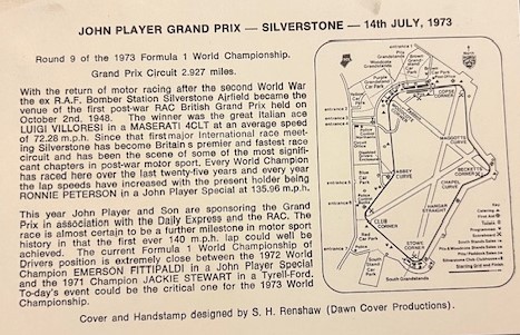 Ronnie, Englands GP 1973 - kuvert, 5 st foto, infoblad