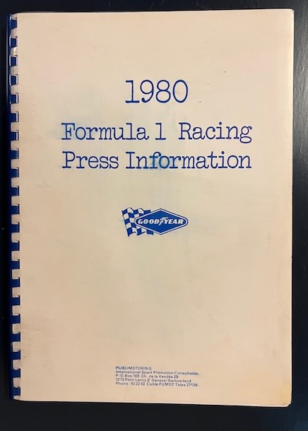 Goodyears pressmapp/foto/info inför 1980 i F1, komplett
