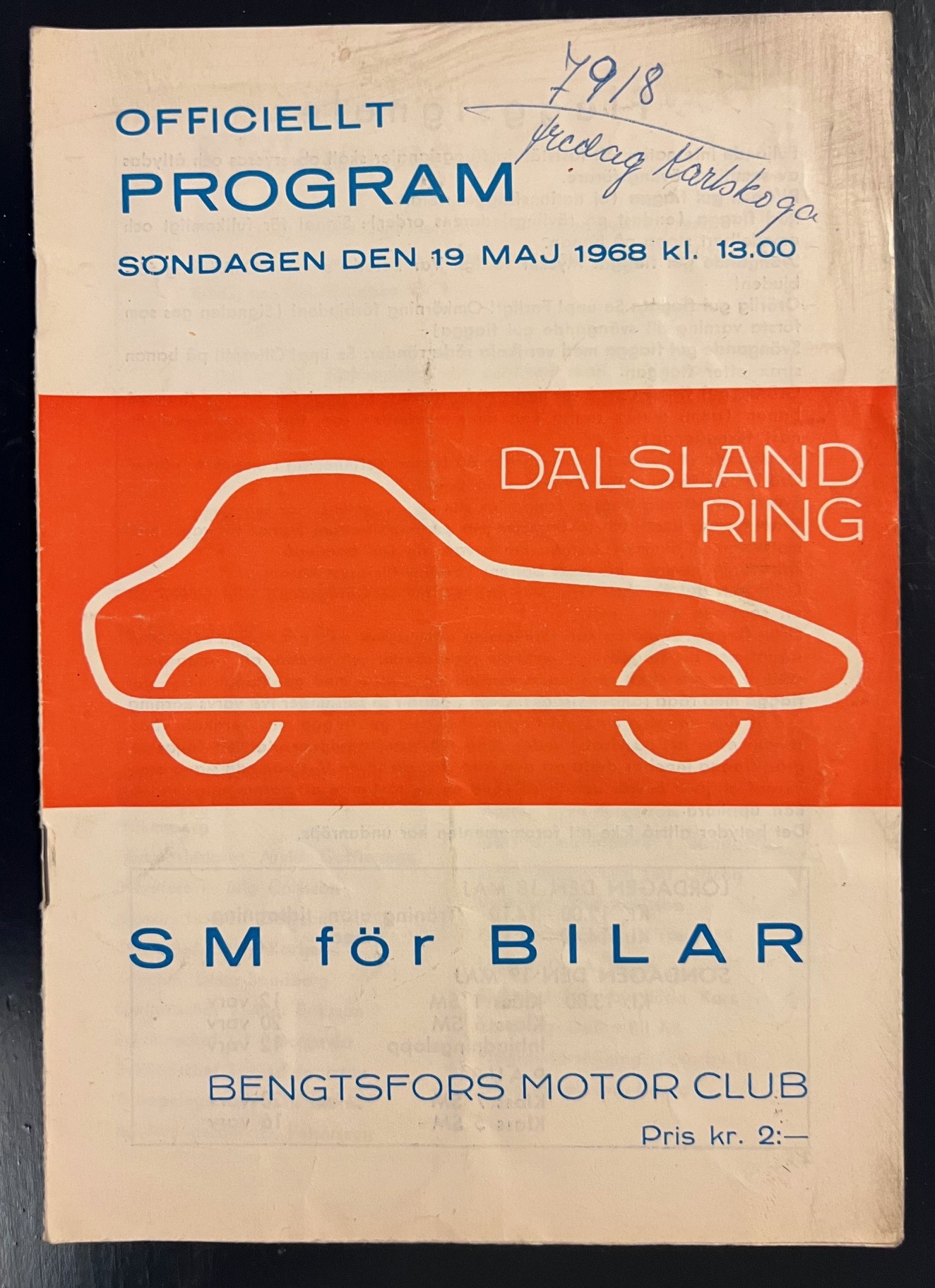 Dalsland Ring - program 1968 - svårfångat numera!