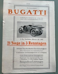 Bugatti, Molsheim, 21 segrar 1913, tidn "Motor", 25 x 35cm