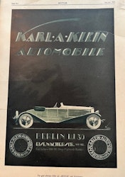 Karla-Klein Auto, Berlin 1922, Orig-annons, 25 x 35 cm