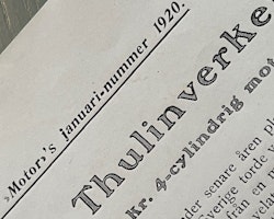 Thulinverken - ny bil 1920, särtryck, 4-cyl, 20 hp, 25x35cm