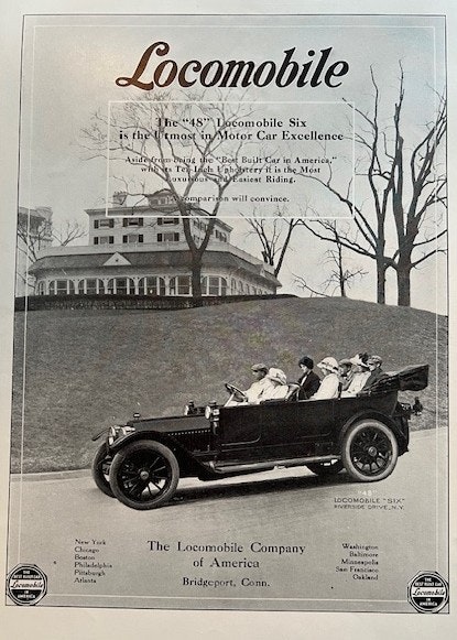 Locomobile 1912, US Bridgeport, annons, 25 x 35 cm
