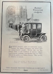 Baker Electrics, elbil 1912, orig annons, USA, 25 x 35 cm