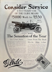 Glide, Peoria USA 1912, model 36-42 HP, orig annons, 25x35
