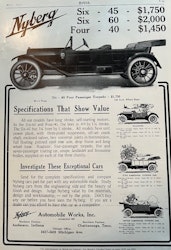 Nyberg, Auto Works, USA, originalannons 1912, 25 x 35 cm