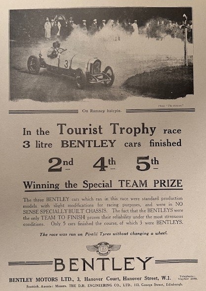Bentley Tourist Trophy 3-litre 2nd, 4th & 5th, 21 x 30 cm