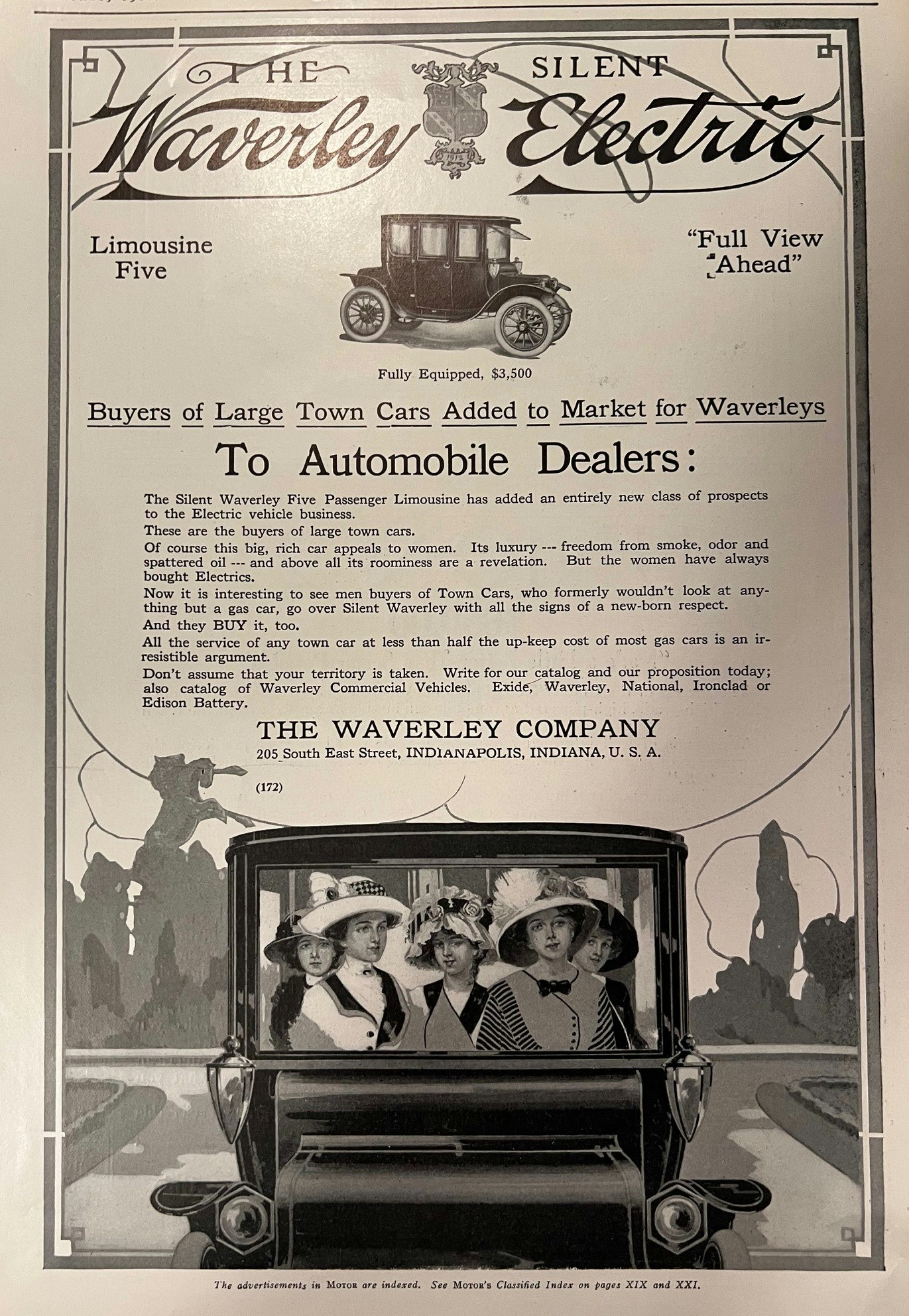 Waverly Electric 1912, Indianapolis, "Motor", 25 x 35 cm