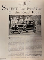 Plymouth 1929, Detroit, Safe/Low priced car, 21 x 30 cm