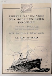 Buick i Sverige 1923, Osterman, SMT-annons, 21x30 cm