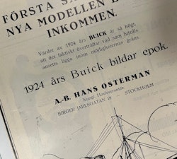 Buick i Sverige 1923, Osterman, SMT-annons, 21x30 cm