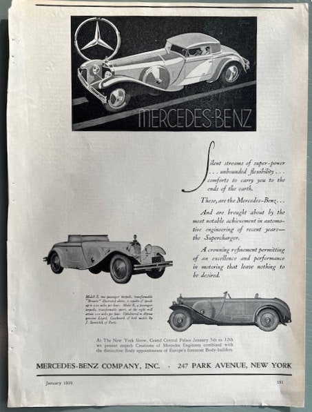 Mercedes-Benz model K och S, Motor, jan 1929, 25 x 33 cm