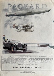Packard i Sverige 1926, fin färgannons, revor, 23 x 33 cm