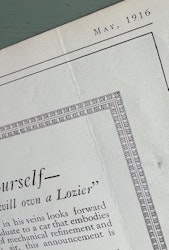 Lozier of Detroit 1916, dyr lyxvagn, Motor, format 25 x 35 cm