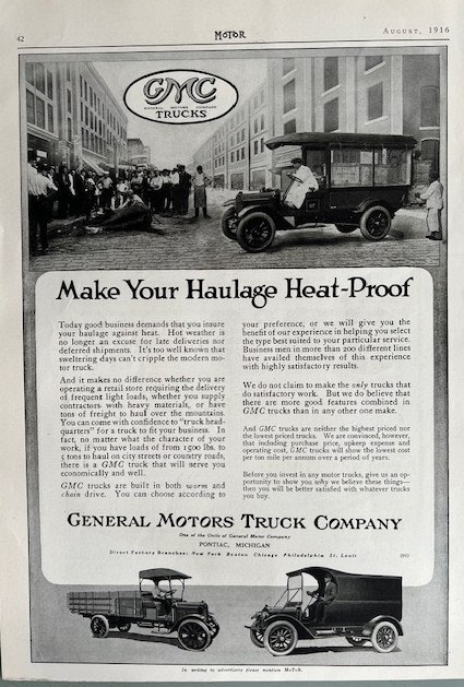 GMC Trucks 1916, Pontiac Michigan, Motor, 24 x 34 cm