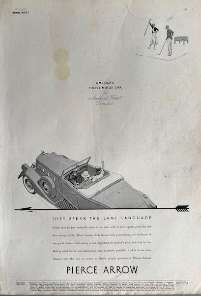 Pierce Arrow, fine US car, 1935, Esquire, format 25 x 35 cm