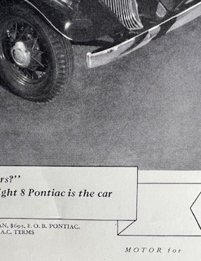 Pontiac 1933 limo, Eco Straight 8 model, Motor, 24x33 cm