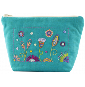 Un Chat dans l'aiguille - Broderikit väska - Trousse turquoise