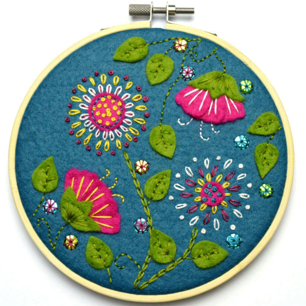 Corinne Lapierre - Tropical Flowers Felt Appliqué - kit för filtsömnad