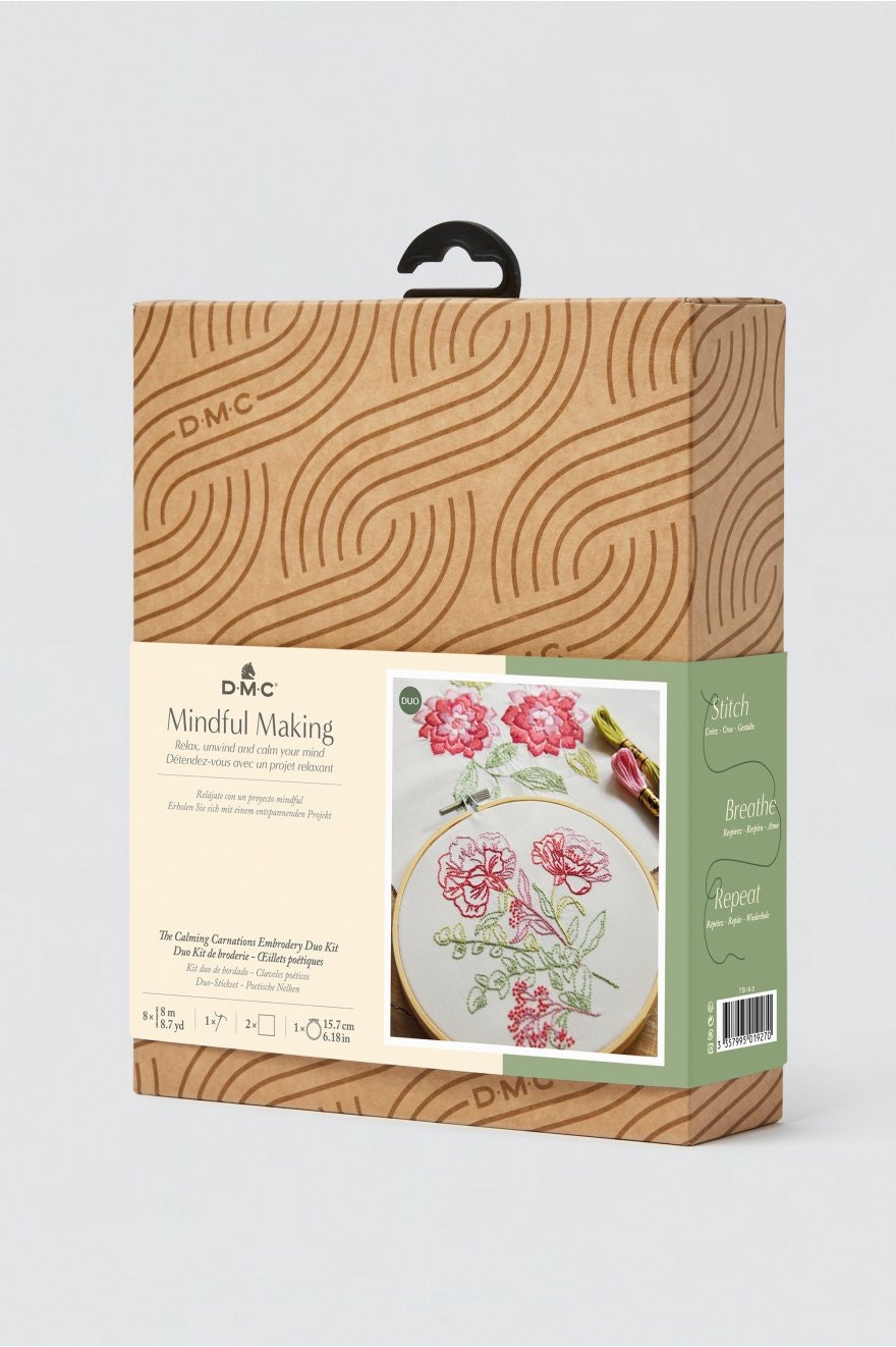 DMC Mindful Making - The Calming Carnations - kit med två broderier