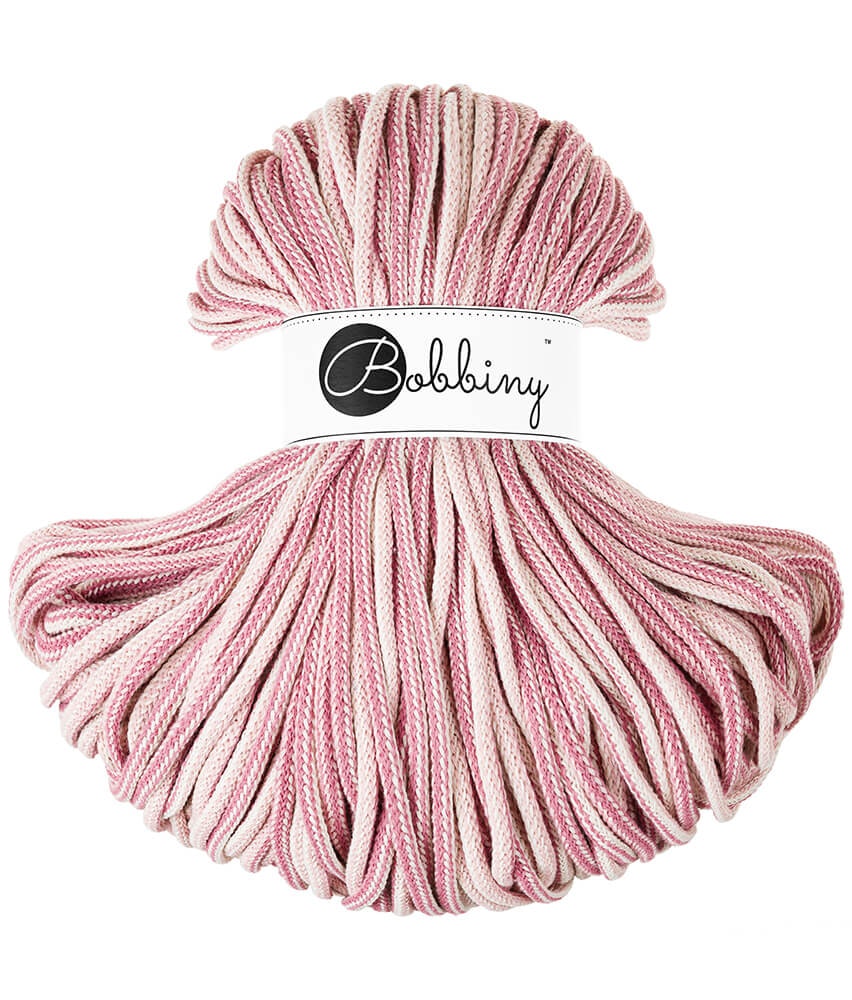 Bobbiny Braided Cord Premium 5 mm - flätat bomullsgarn