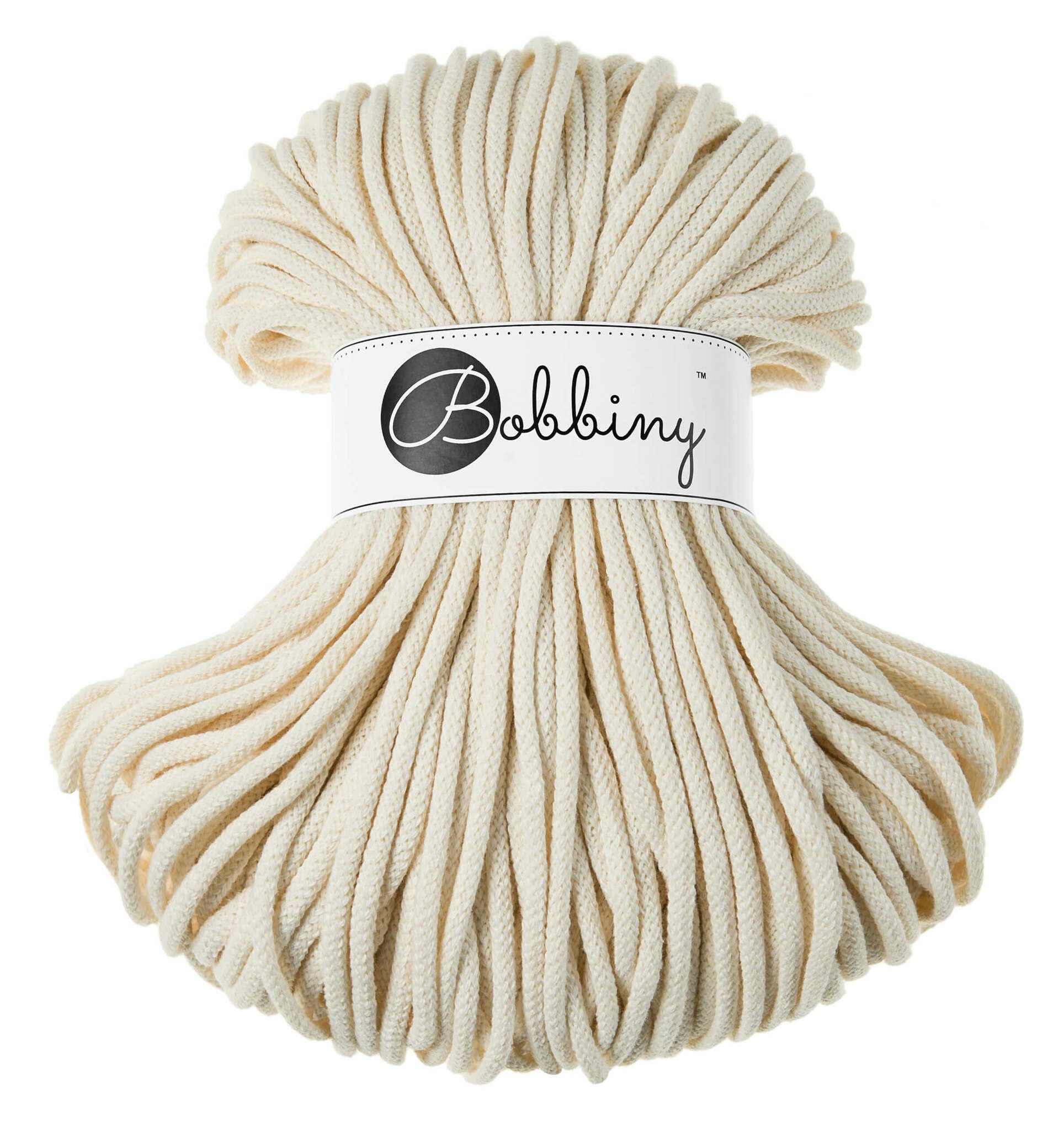 Bobbiny Braided Cord Premium 5 mm - flätat bomullsgarn