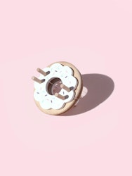 Pom Maker Donut Vanilla - vitt pom-pom-verktyg munk i trä (Medium)