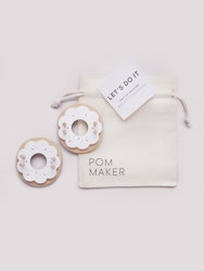 Pom Maker Donut Vanilla - vitt pom-pom-verktyg munk i trä (Medium)