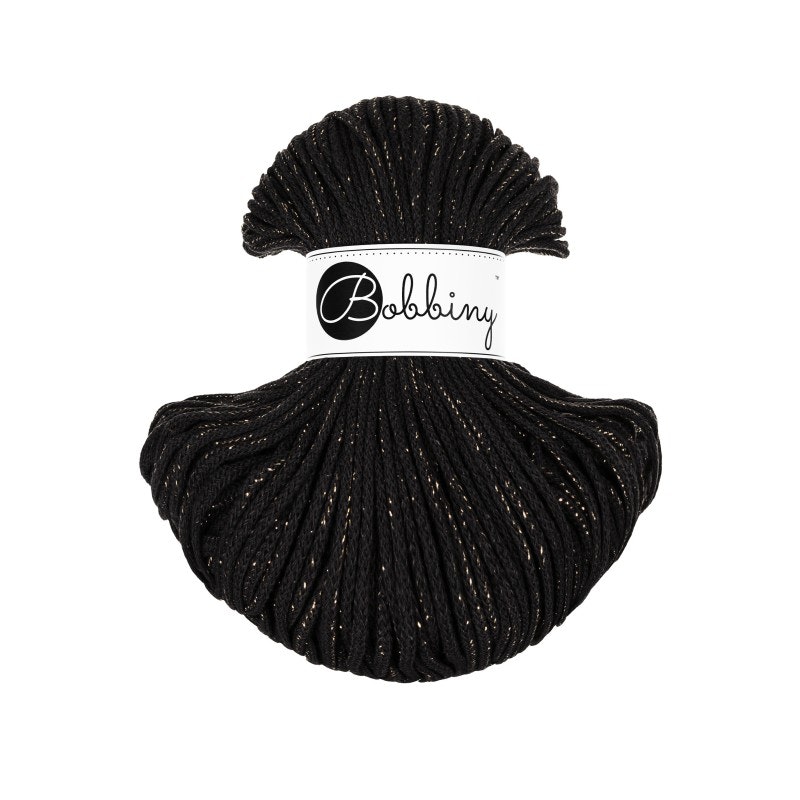 Bobbiny Golden Black - svart garn med guldig tråd (flera modeller)