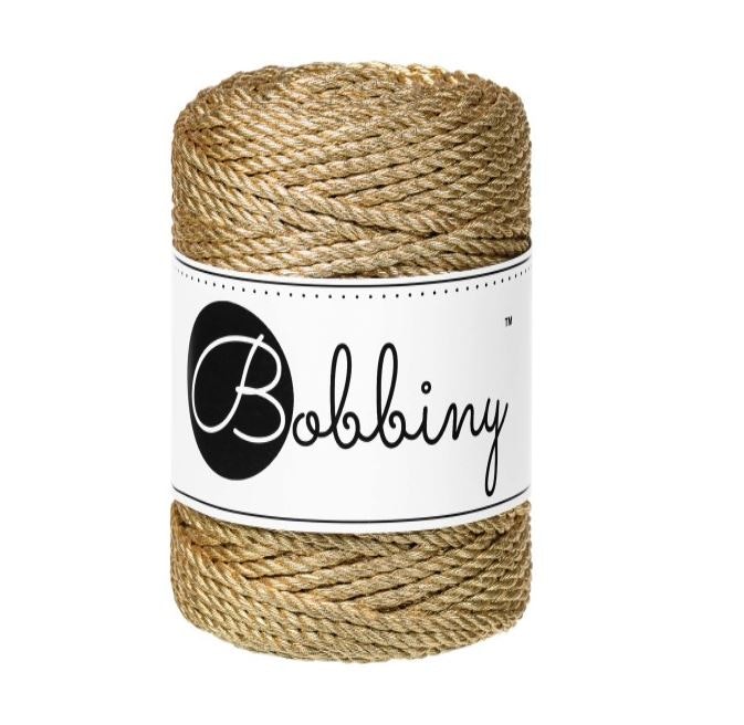 Bobbiny 3ply Macrame Rope Metallic 3 mm - metallfärgat makramégarn