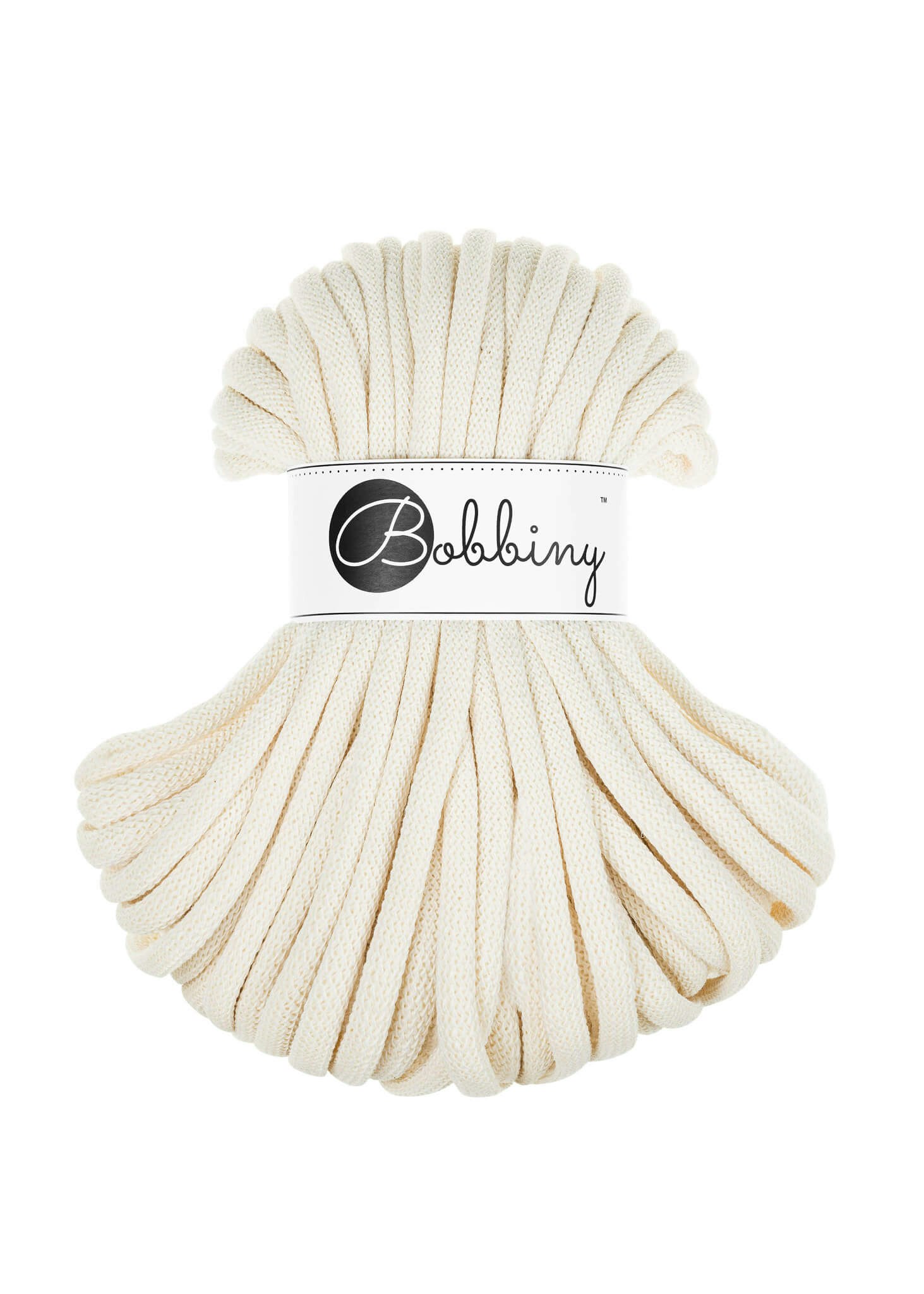 Bobbiny Braided Cord Jumbo 9 mm 30 meter - flätat bomullsgarn