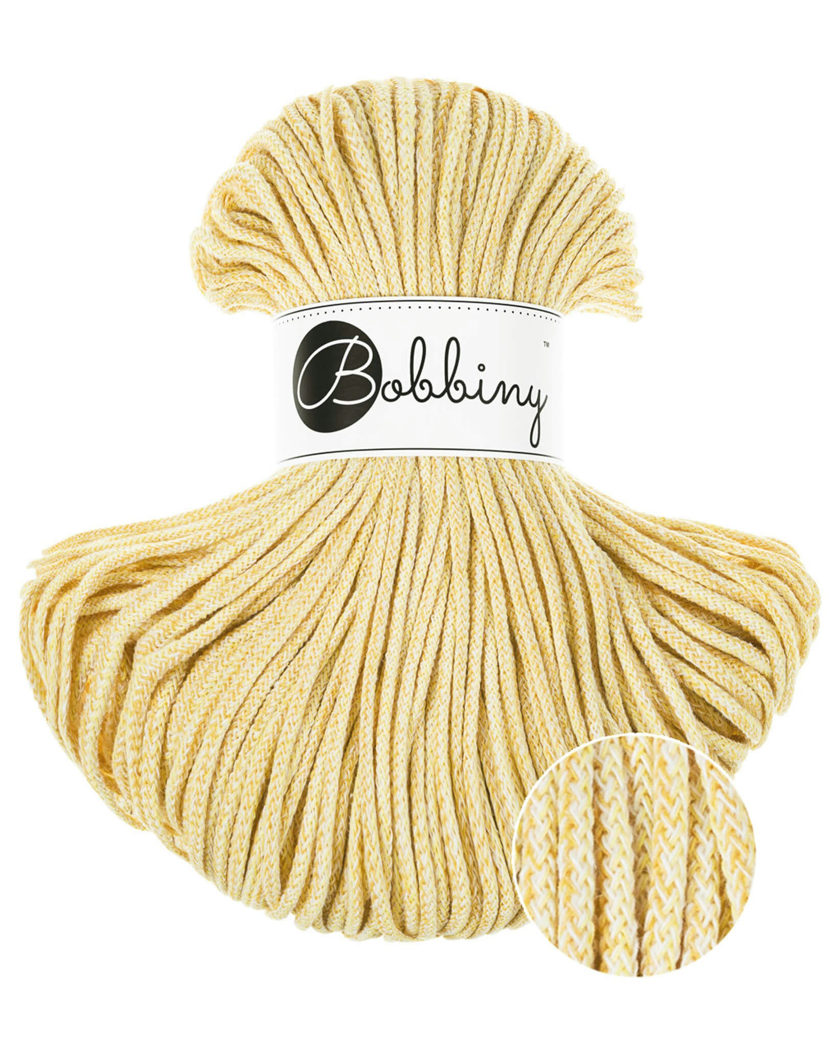 Bobbiny Braided Cord Junior 3 mm - flätat bomullsgarn