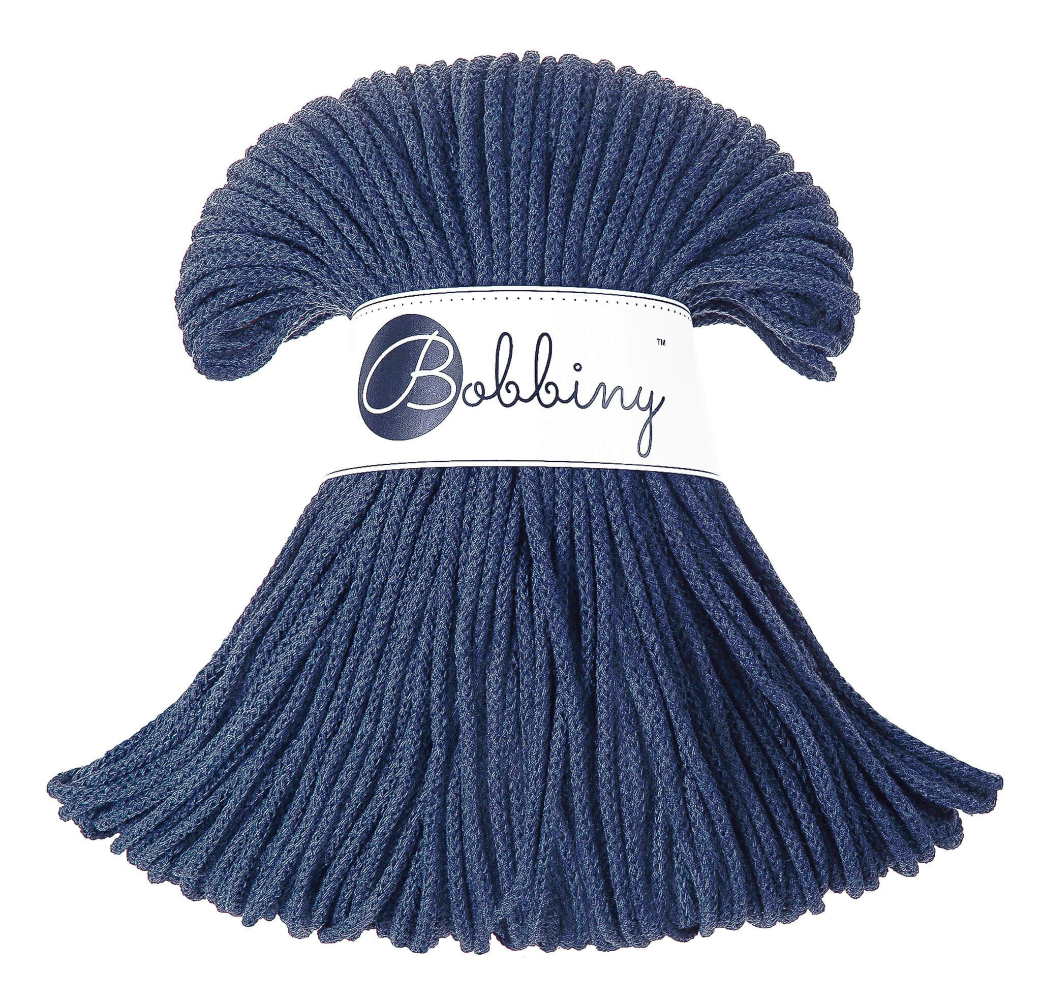 Bobbiny Braided Cord Junior 3 mm - flätat bomullsgarn