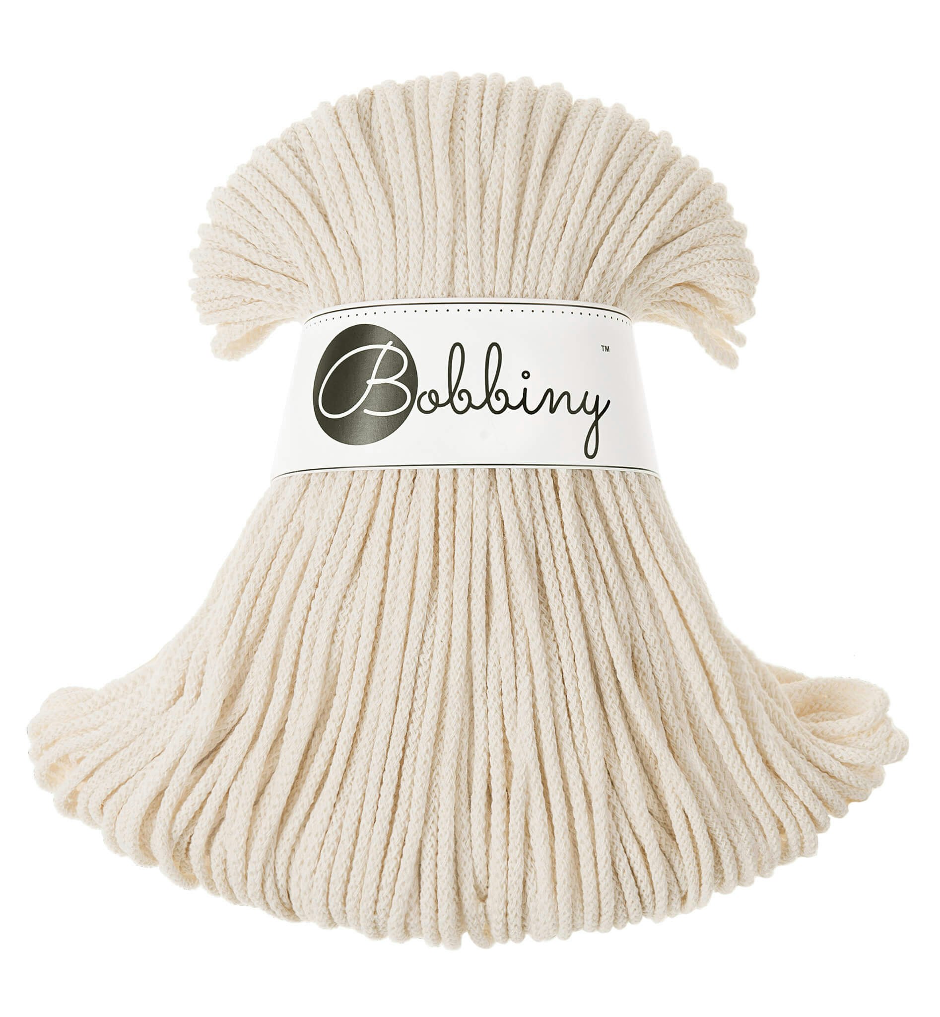 Bobbiny Braided Cord Junior 3 mm - flätat bomullsgarn