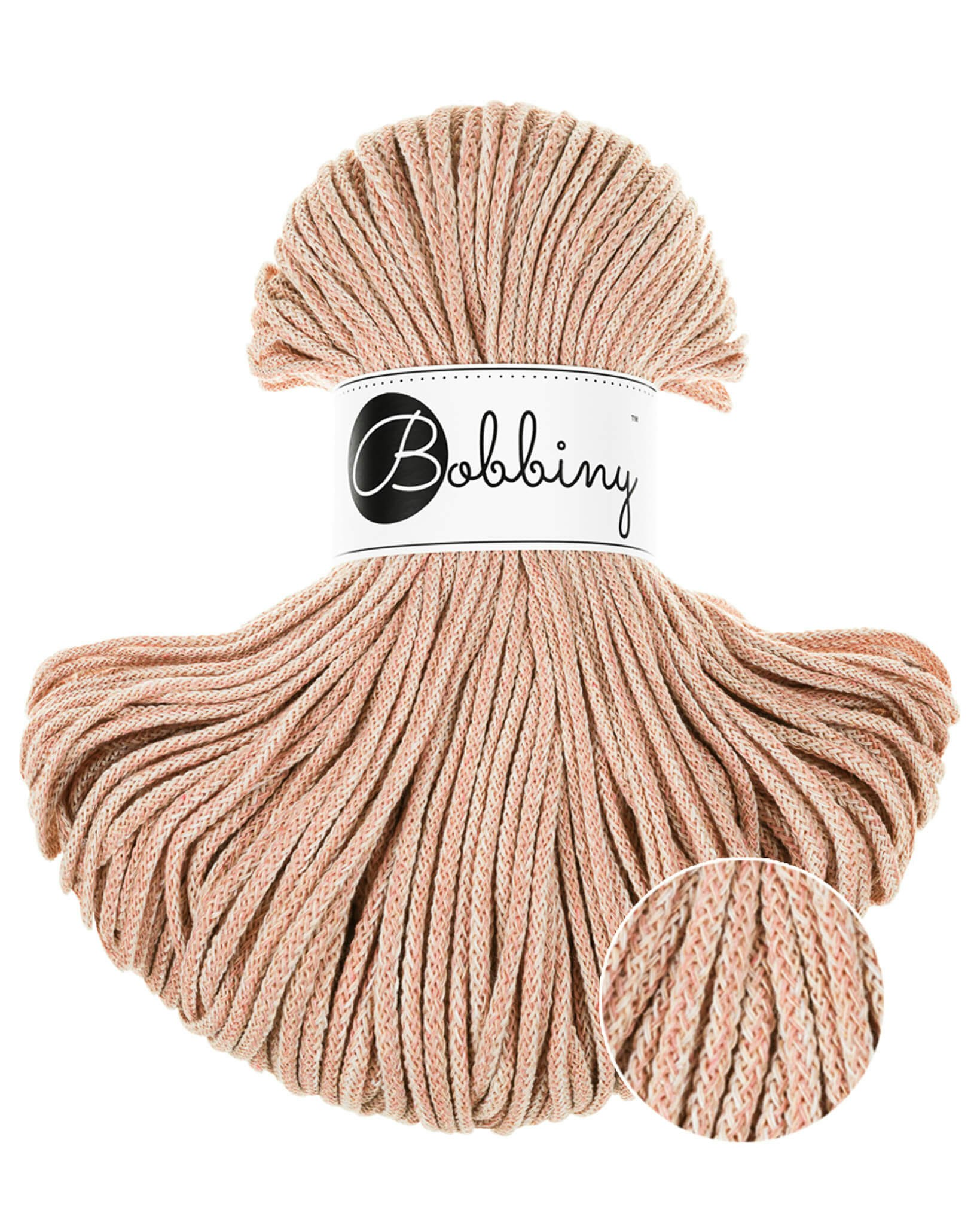 Bobbiny Braided Cord Junior 3 mm - flätat bomullsgarn