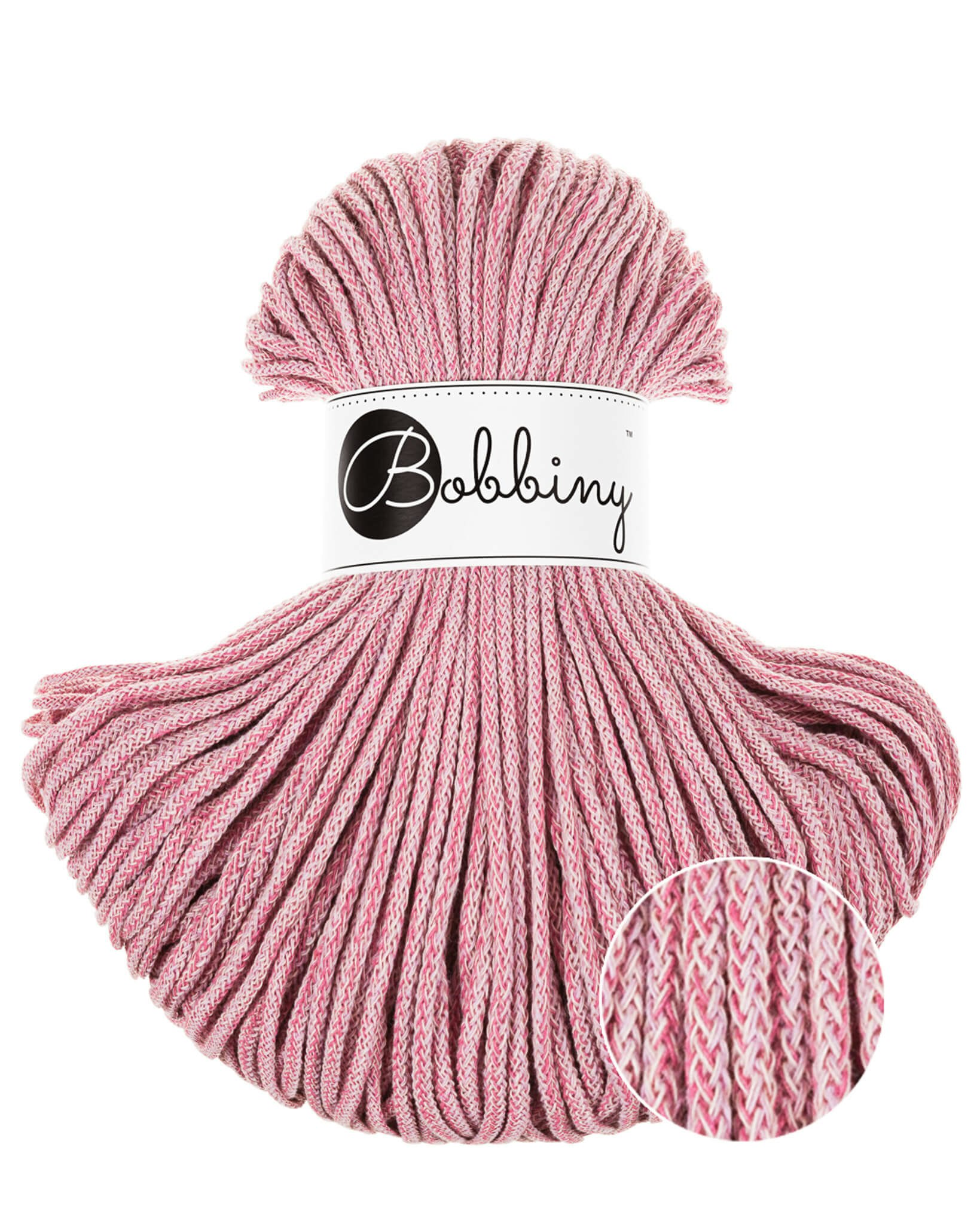 Bobbiny Braided Cord Junior 3 mm - flätat bomullsgarn